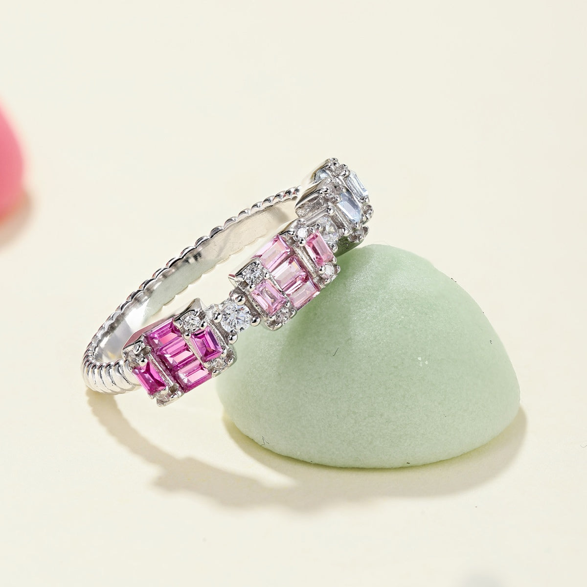 [Olivia JW]Unique Colorful Emerald Cut Party Ring