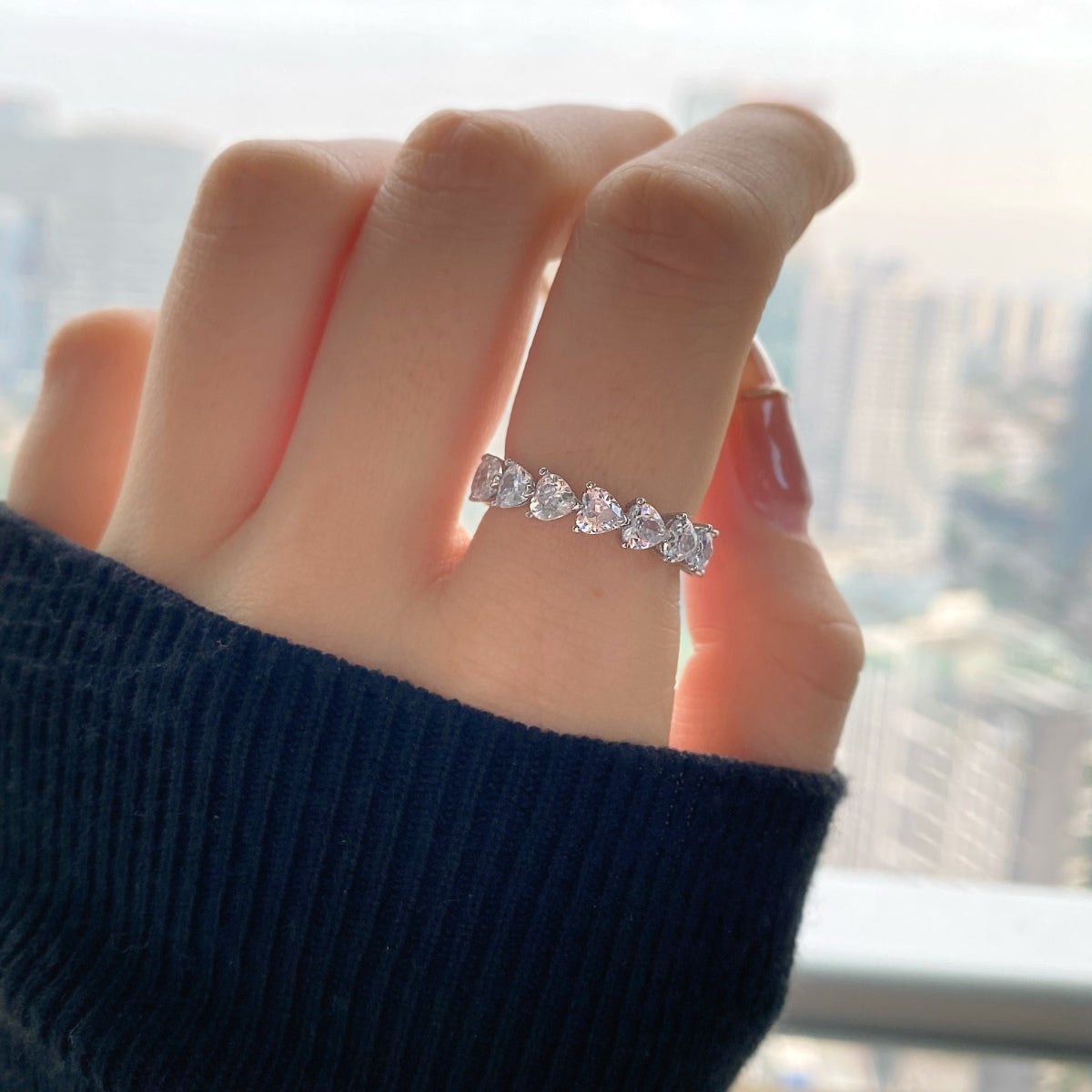 [Olivia JW]0.25 Carat Radiant Romance Heart Cut Lover Ring
