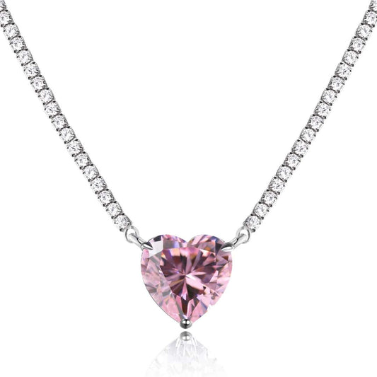 [Olivia JW]8.0 Carat Versatile Colorful Sweet Heart-Shaped Tennis Necklace
