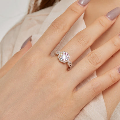 [Everoly JW]繊細でカラフルなラウンドカットフラワーシェイプの結婚指輪
