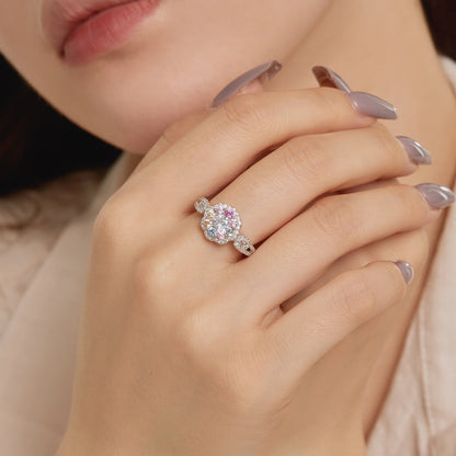 [Everoly JW]繊細でカラフルなラウンドカットフラワーシェイプの結婚指輪