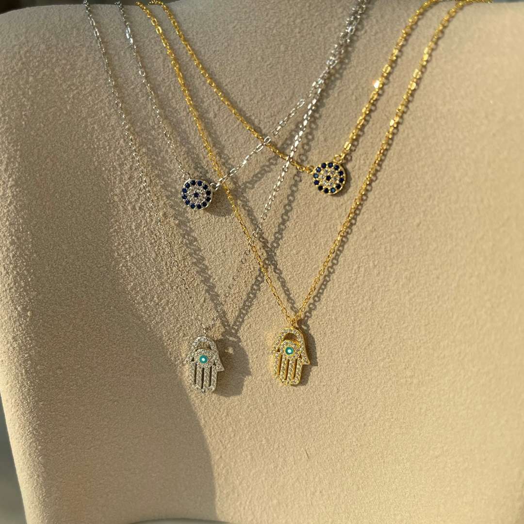 [Olivia JW]Demon Eye Hamsa Palm Necklace