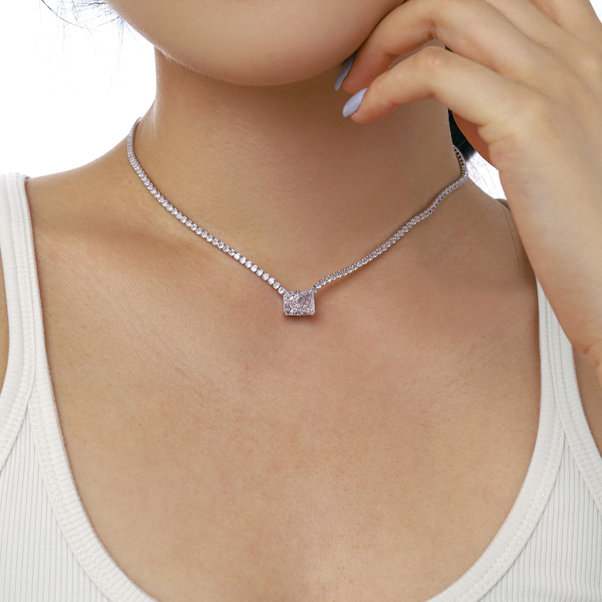 [Olivia JW]4.0 Carat Elegant Radiant Cut Necklace