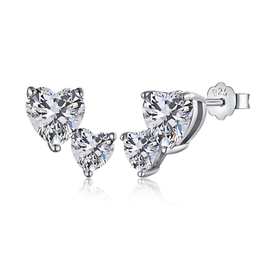 [Olivia JW]Double Heart-Shape Classic Princess Style Earrings