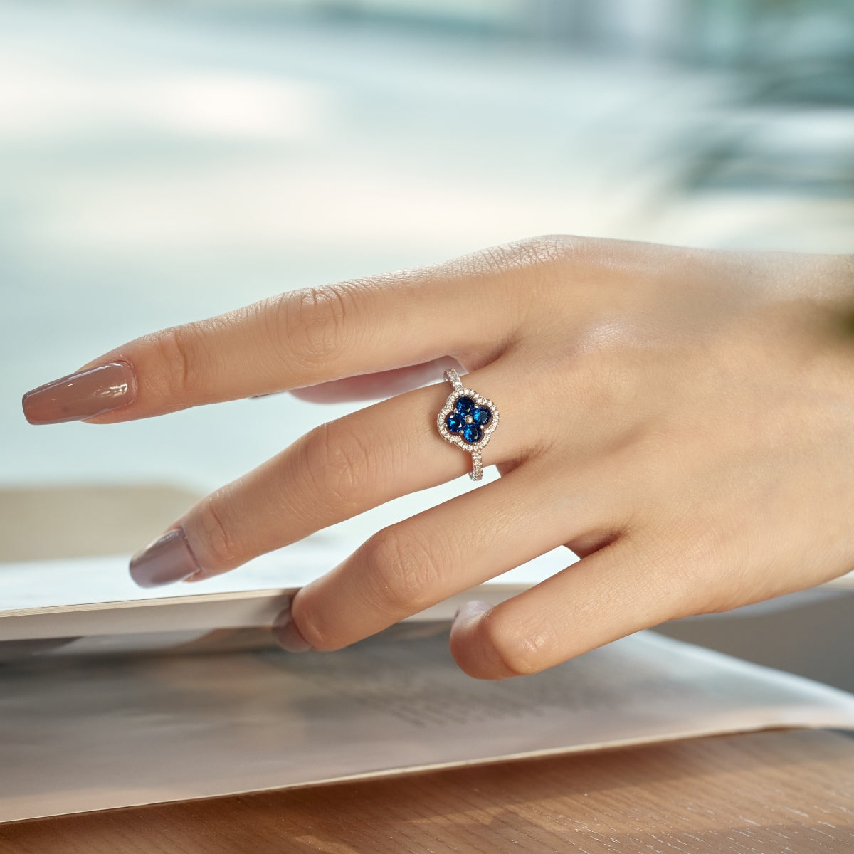 [Everoly JW]Four Leaf Clover Flower Design Ring
