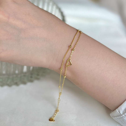 [Olivia JW]Dainty Double Layer Love Heart Bracelet