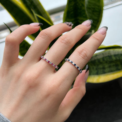 [Olivia JW]Exquisite Colorful Round Cut Tennis Ring