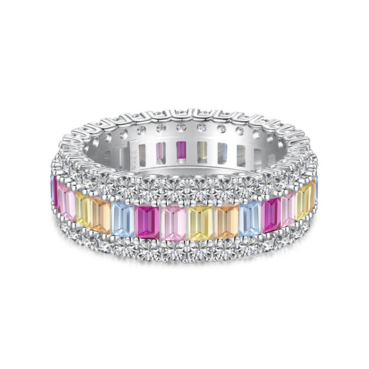 [Everoly JW]Zierlicher bunter Radiant Cut Alltagsring