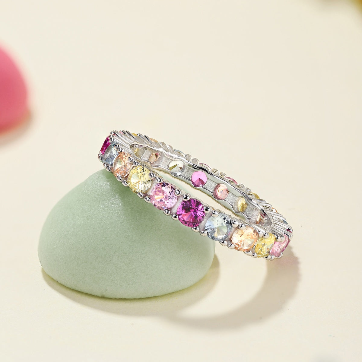 [Olivia JW]Dazzling Lustrous Round Cut Tennis Ring