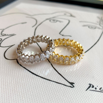 [Everoly JW] Verzierter Tennisring mit ovalem Schliff