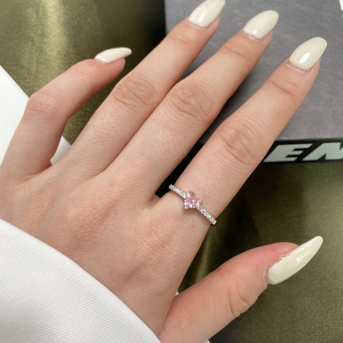 [Olivia JW]0.5 Carat CaratEternity Charming Heart Shape Lover Ring