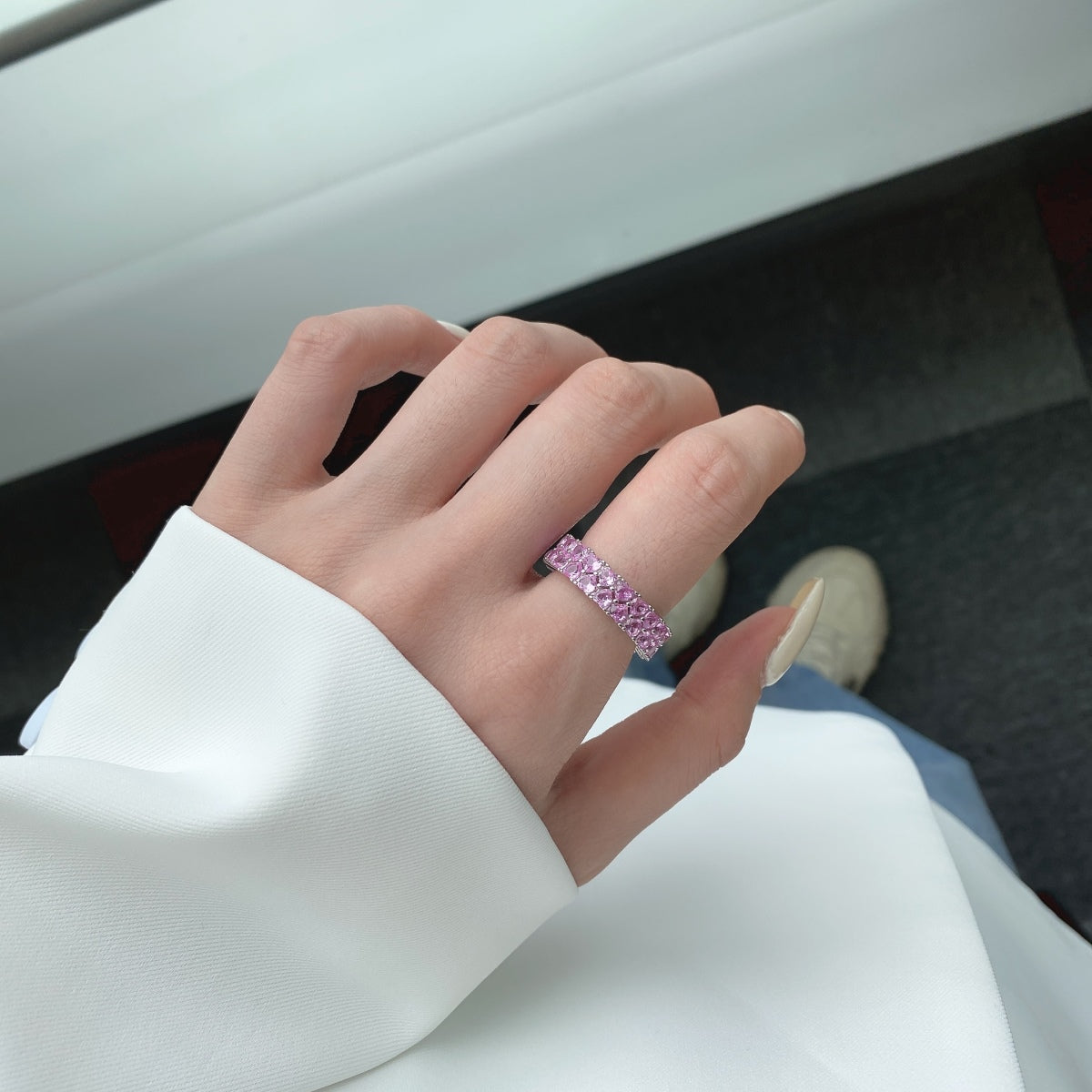 [Olivia JW]Sparkling Full Heart Ring
