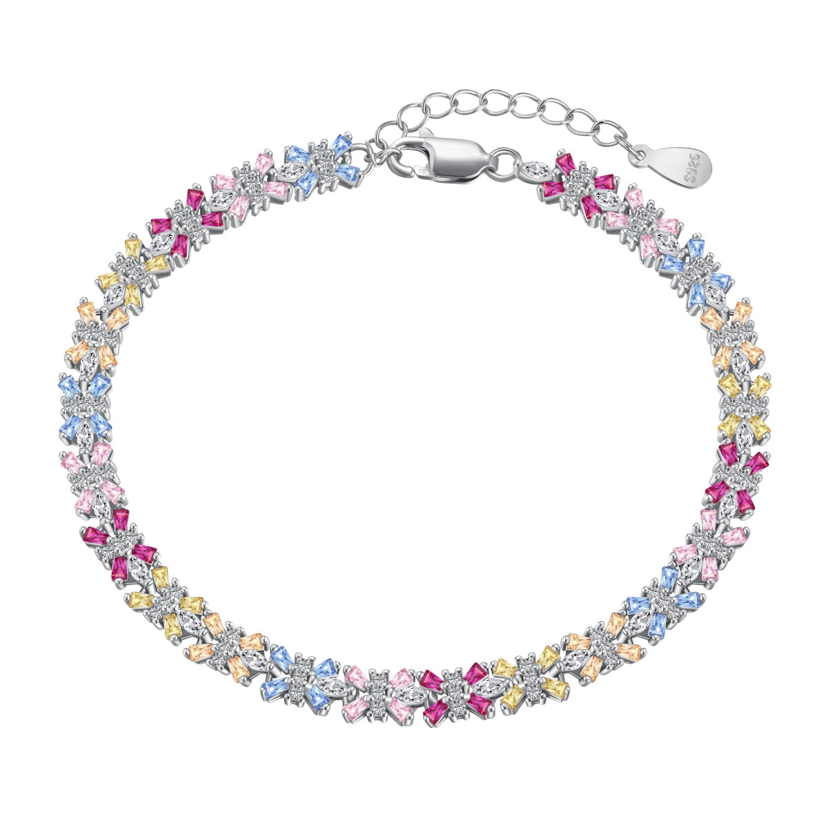 [Everoly JW] Strahlend buntes Party-Armband im Smaragdschliff