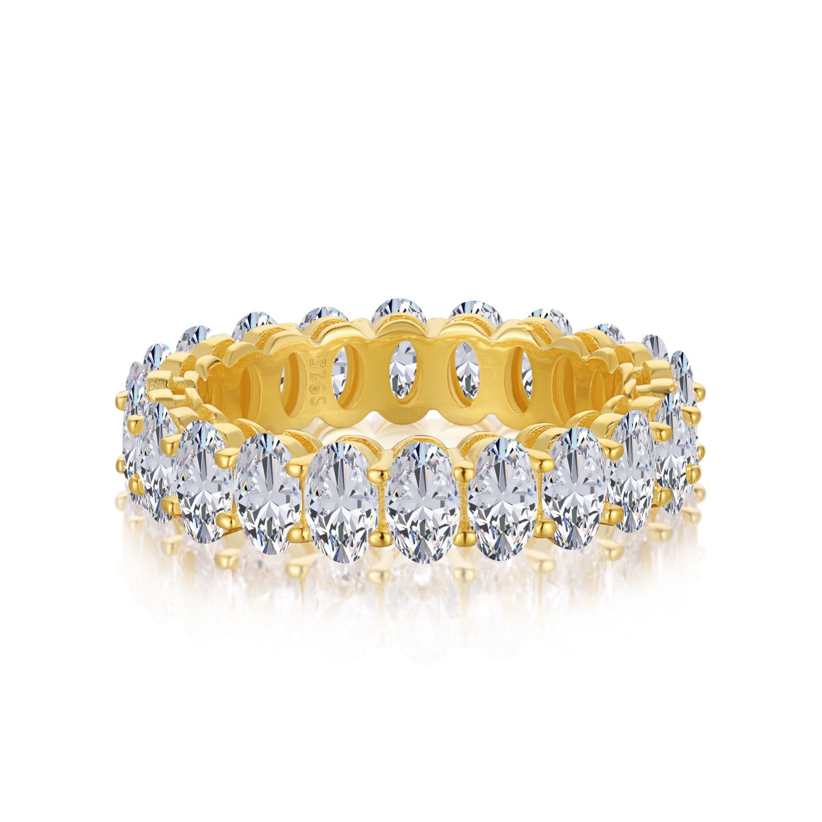 [Everoly JW] Verzierter Tennisring mit ovalem Schliff