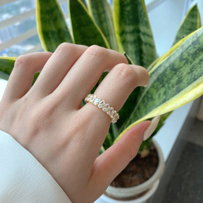 [Everoly JW] Verzierter Tennisring mit ovalem Schliff