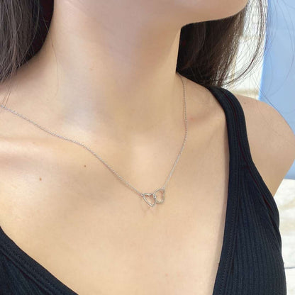 [Olivia JW]Sterling Silver Love Double Ring Necklace