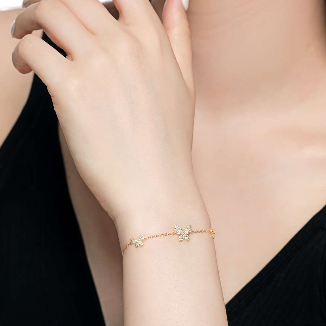 [Olivia JW]Delicate Butterfly Pendant Bracelet