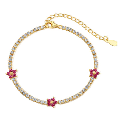 [Olivia JW]Sparkling Flower Shape Tennis Bracelet