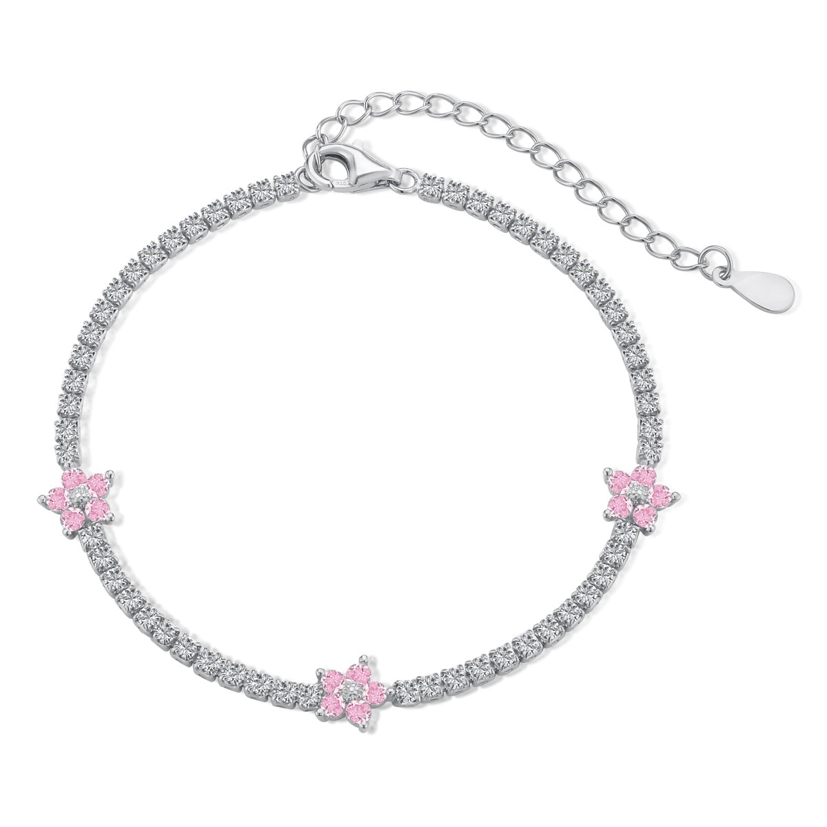 [Olivia JW]Sparkling Flower Shape Tennis Bracelet