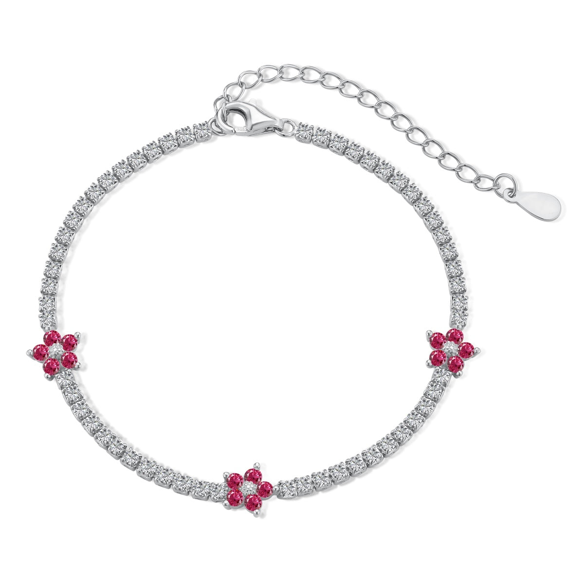 [Olivia JW]Sparkling Flower Shape Tennis Bracelet