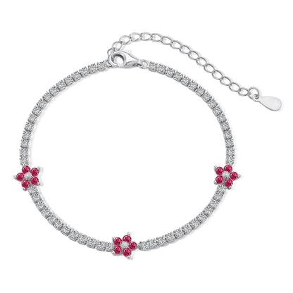 [Olivia JW]Sparkling Flower Shape Tennis Bracelet