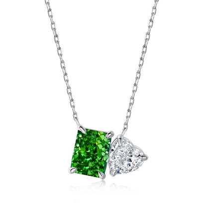 [Olivia JW]Dazzling Square & Heart Shape Necklace