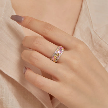 [Everoly JW] Strahlender bunter Radiant Cut Tagesring
