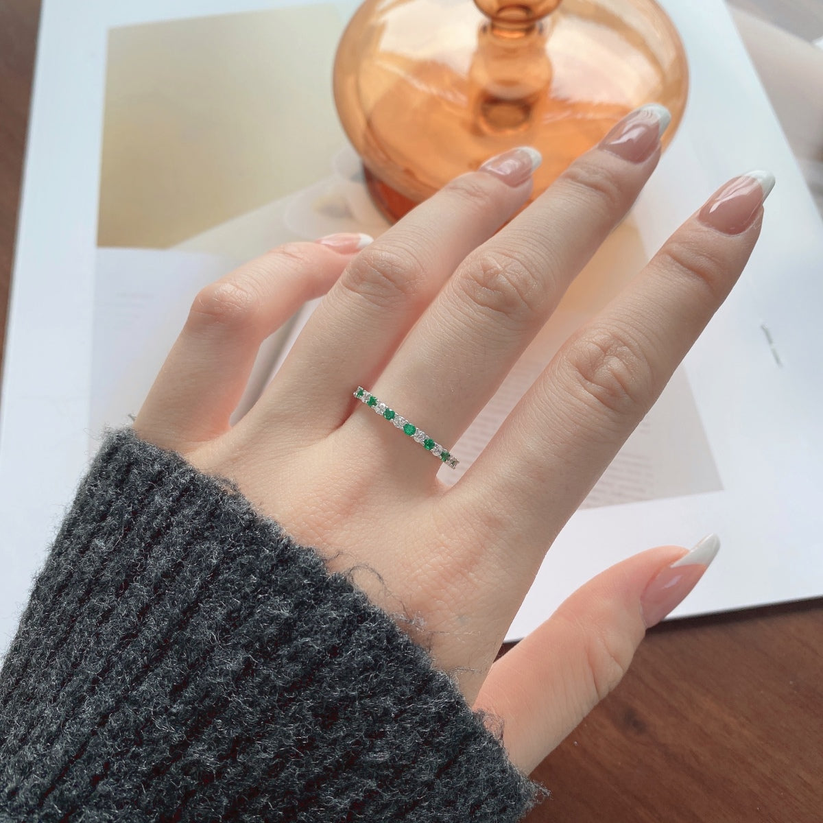 [Olivia JW]Exquisite Colorful Round Cut Tennis Ring