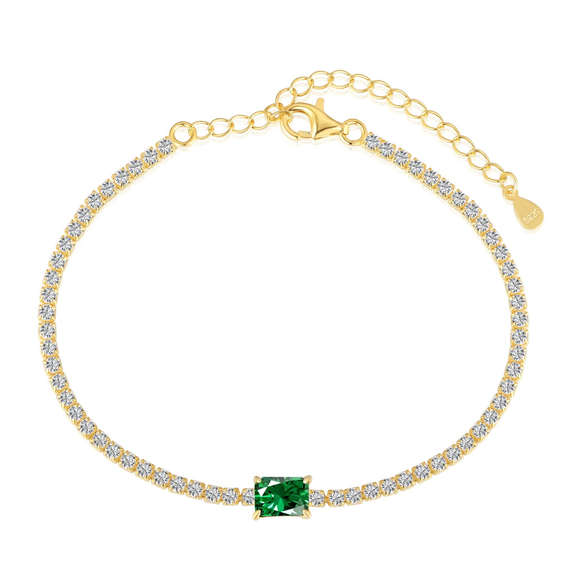 [Everoly JW]1,0 Karat einzigartiges Bankettarmband im Smaragdschliff