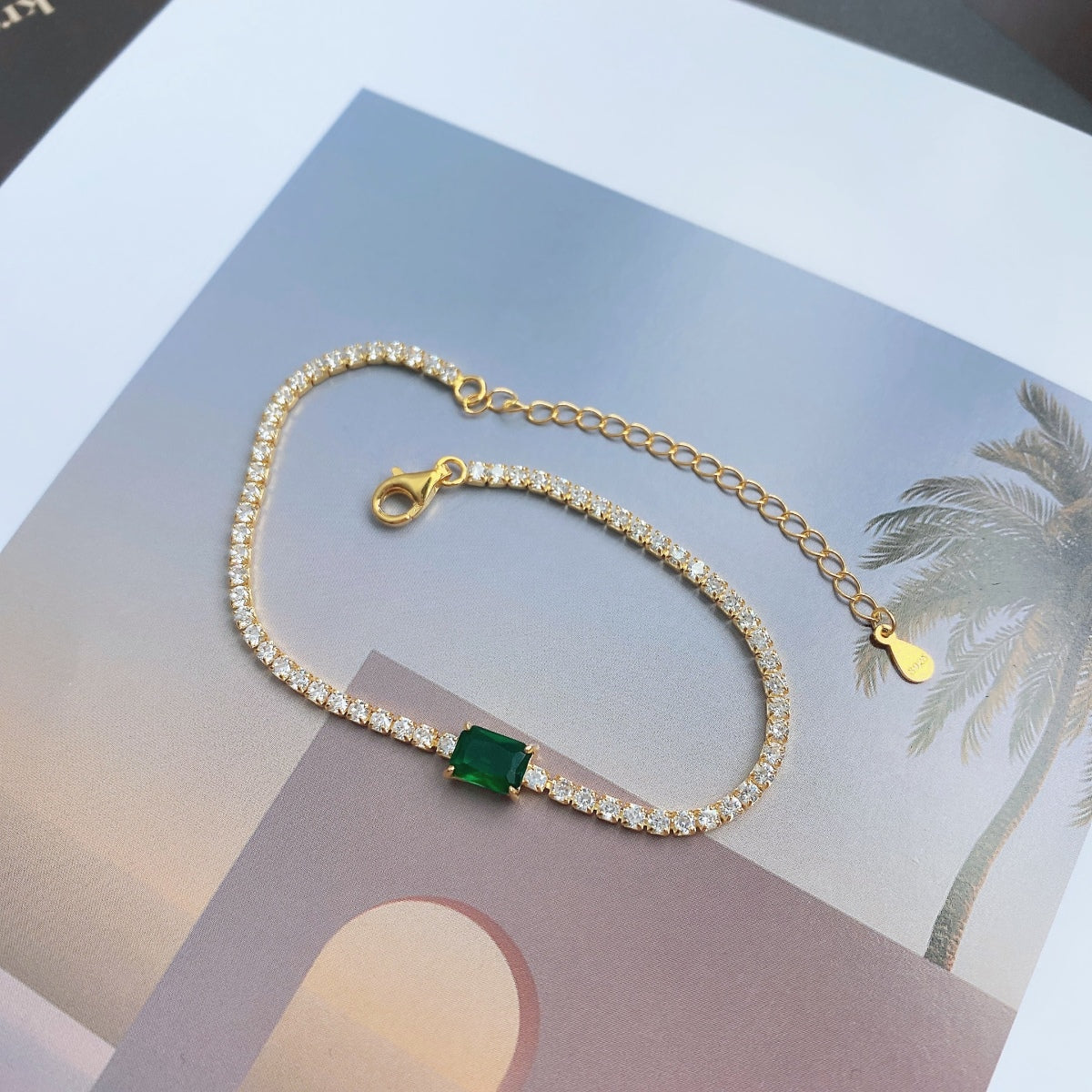 [Everoly JW]1,0 Karat einzigartiges Bankettarmband im Smaragdschliff