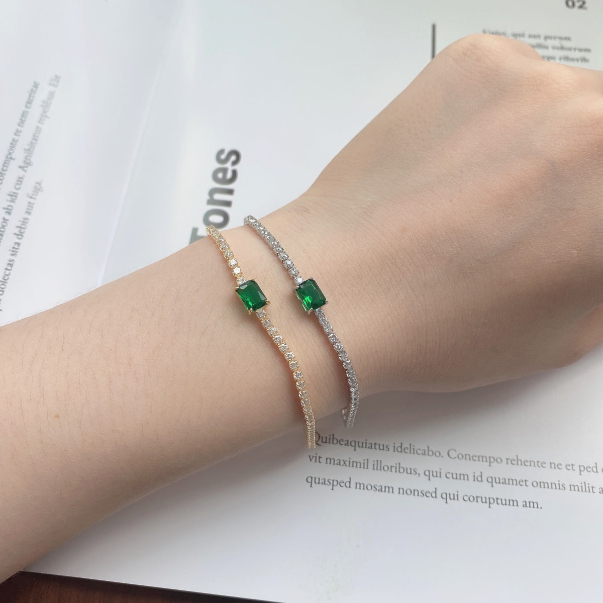 [Everoly JW]1,0 Karat einzigartiges Bankettarmband im Smaragdschliff