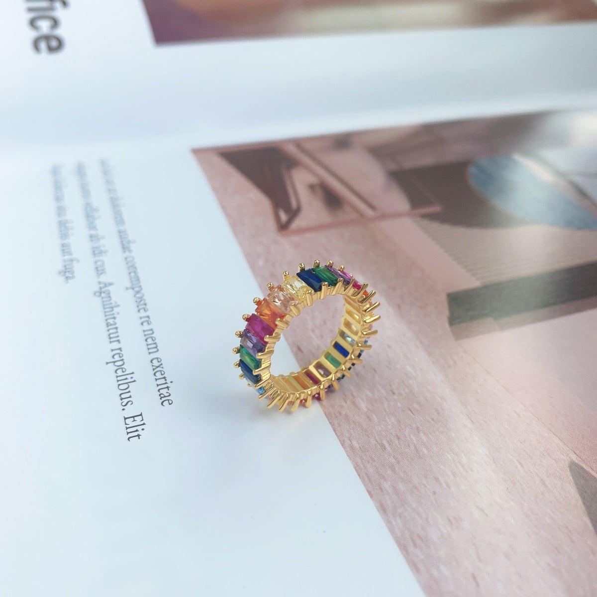 [Olivia JW]Unique Colorful Radiant Cut RIng