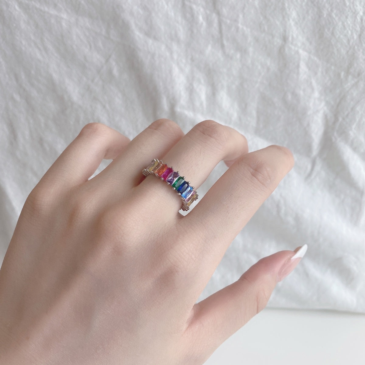 [Olivia JW]Unique Colorful Radiant Cut RIng