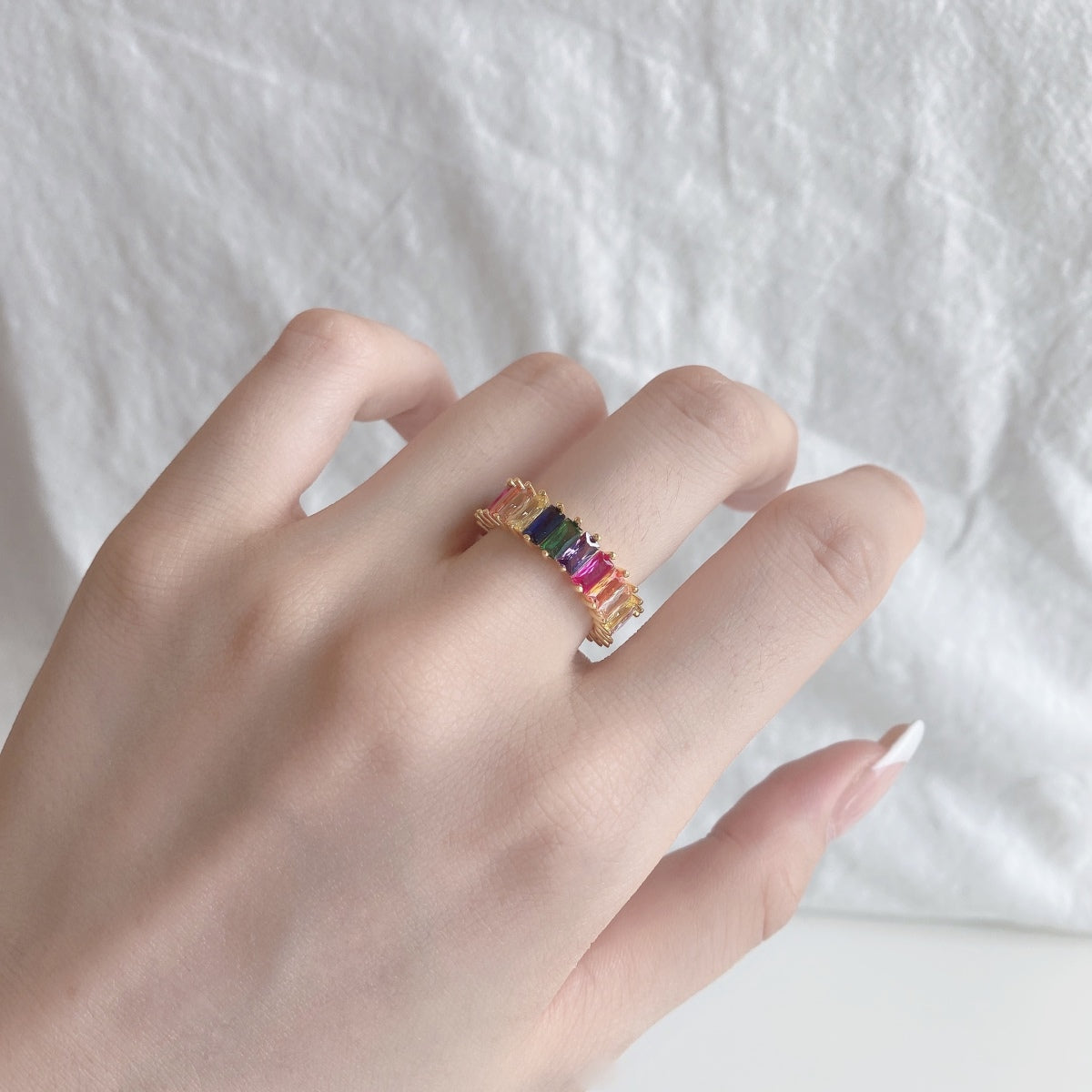 [Olivia JW]Unique Colorful Radiant Cut RIng