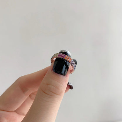 [Olivia JW]Unique Colorful Round Cut Tennis Ring