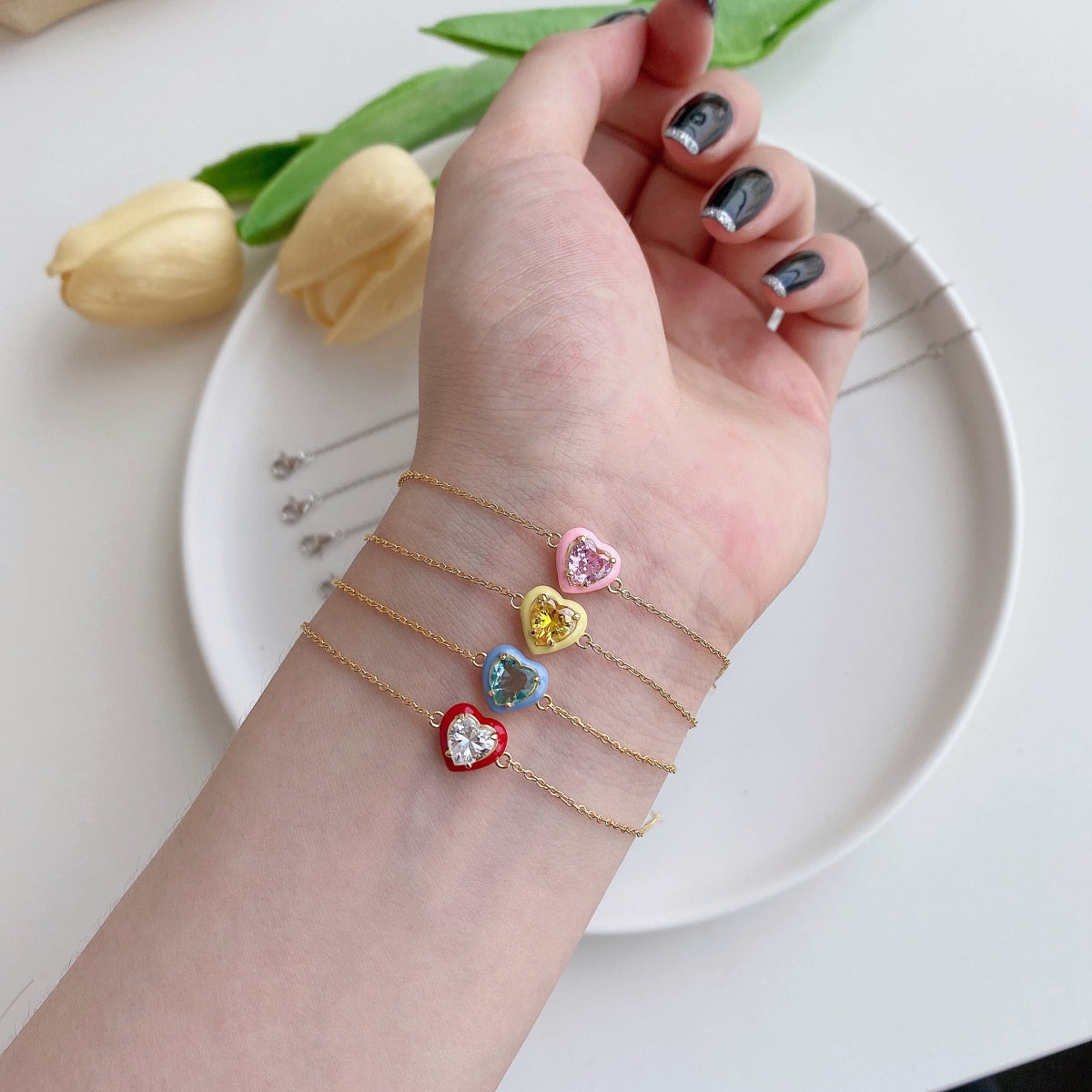 [Everoly JW]Sparkling Romantic Heart Shape Lover Bracelet