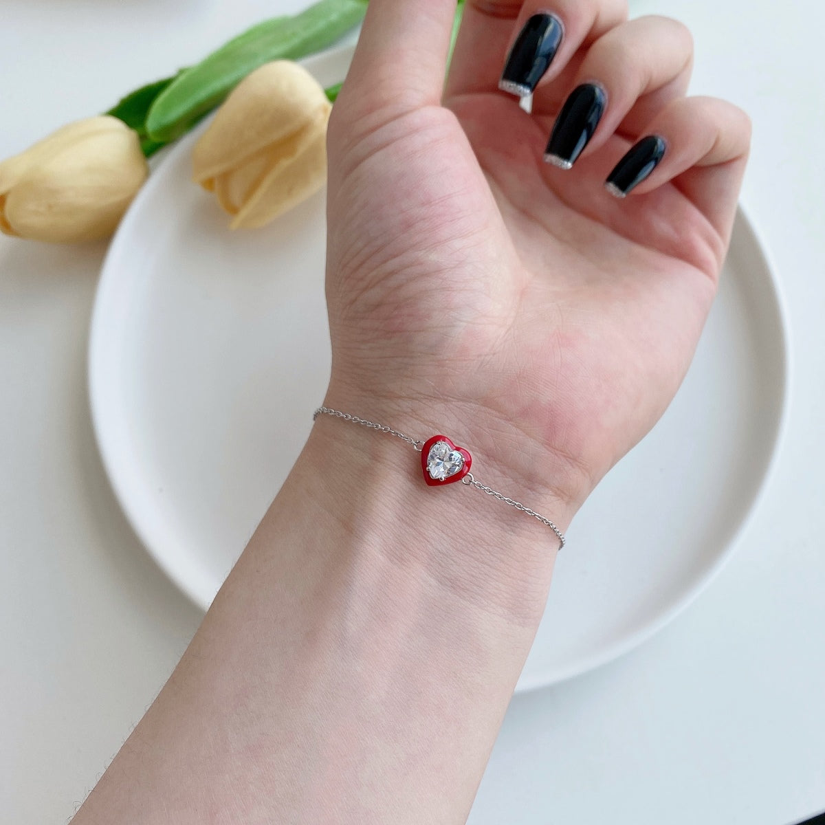 [Olivia JW]Sparkling Romantic Heart Shape Lover Bracelet