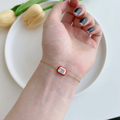 [Olivia JW]2.0 Carat Sparkling Colorful Emerald Cut Daily Bracelet