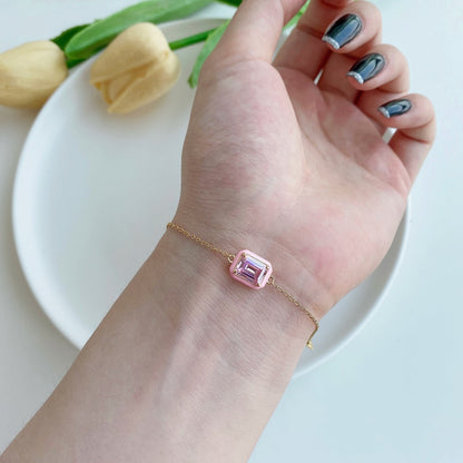 [Olivia JW]2.0 Carat Sparkling Colorful Emerald Cut Daily Bracelet