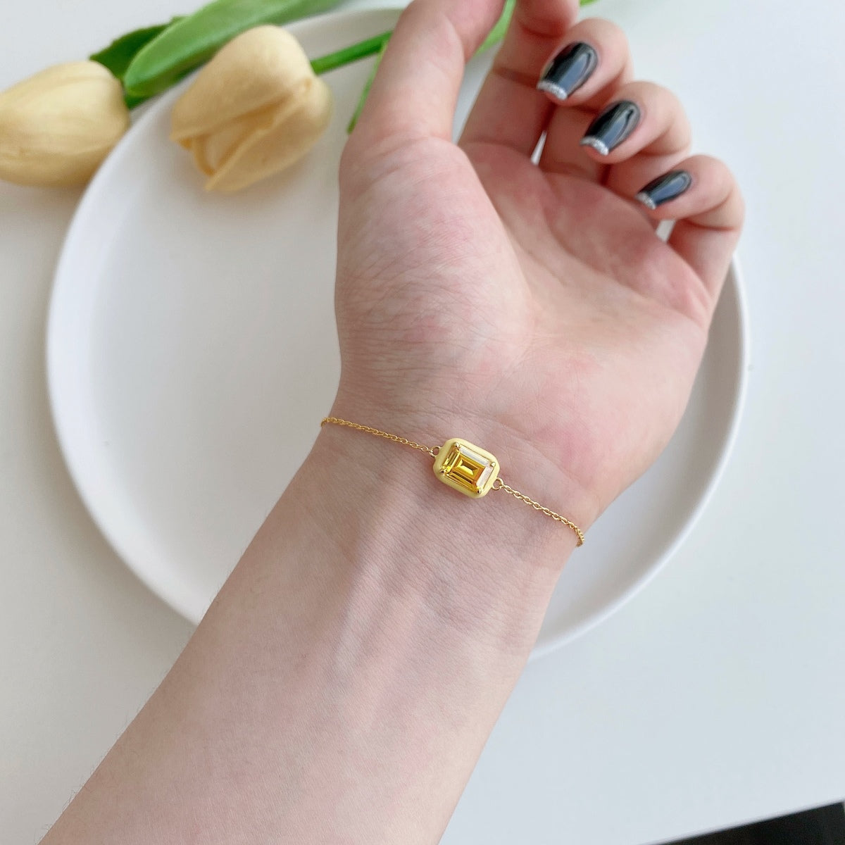 [Olivia JW]2.0 Carat Sparkling Colorful Emerald Cut Daily Bracelet
