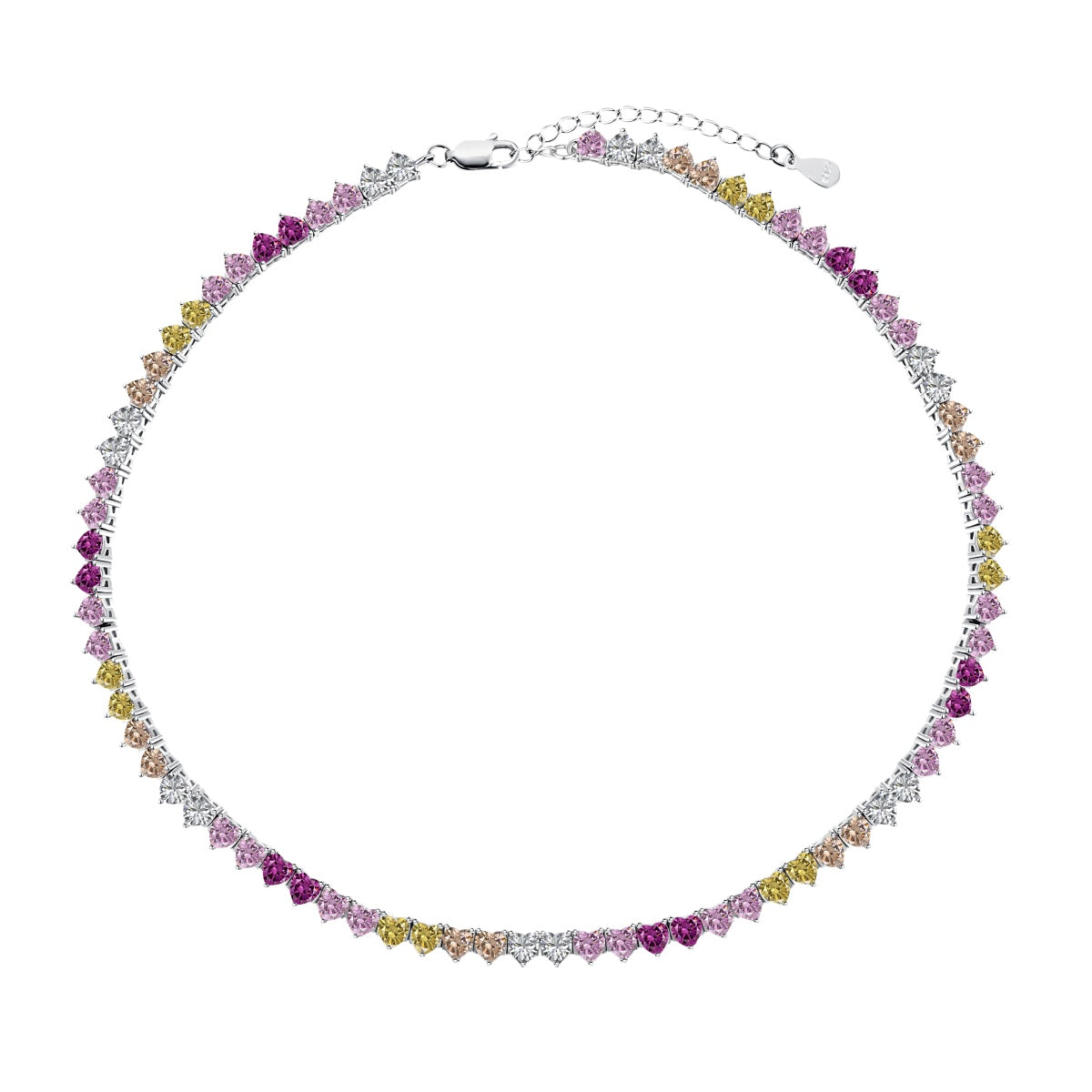 [Olivia JW]Sparkling Colorful Full Heart Tennis Necklace
