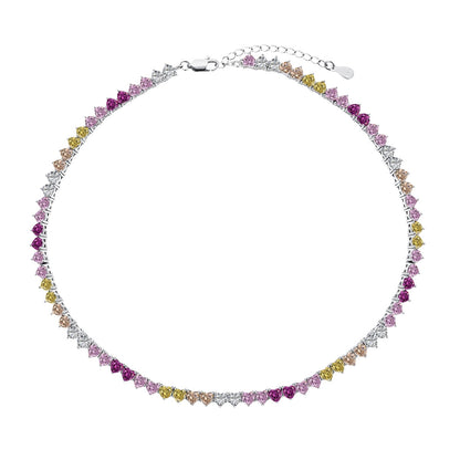 [Olivia JW]Sparkling Colorful Full Heart Tennis Necklace