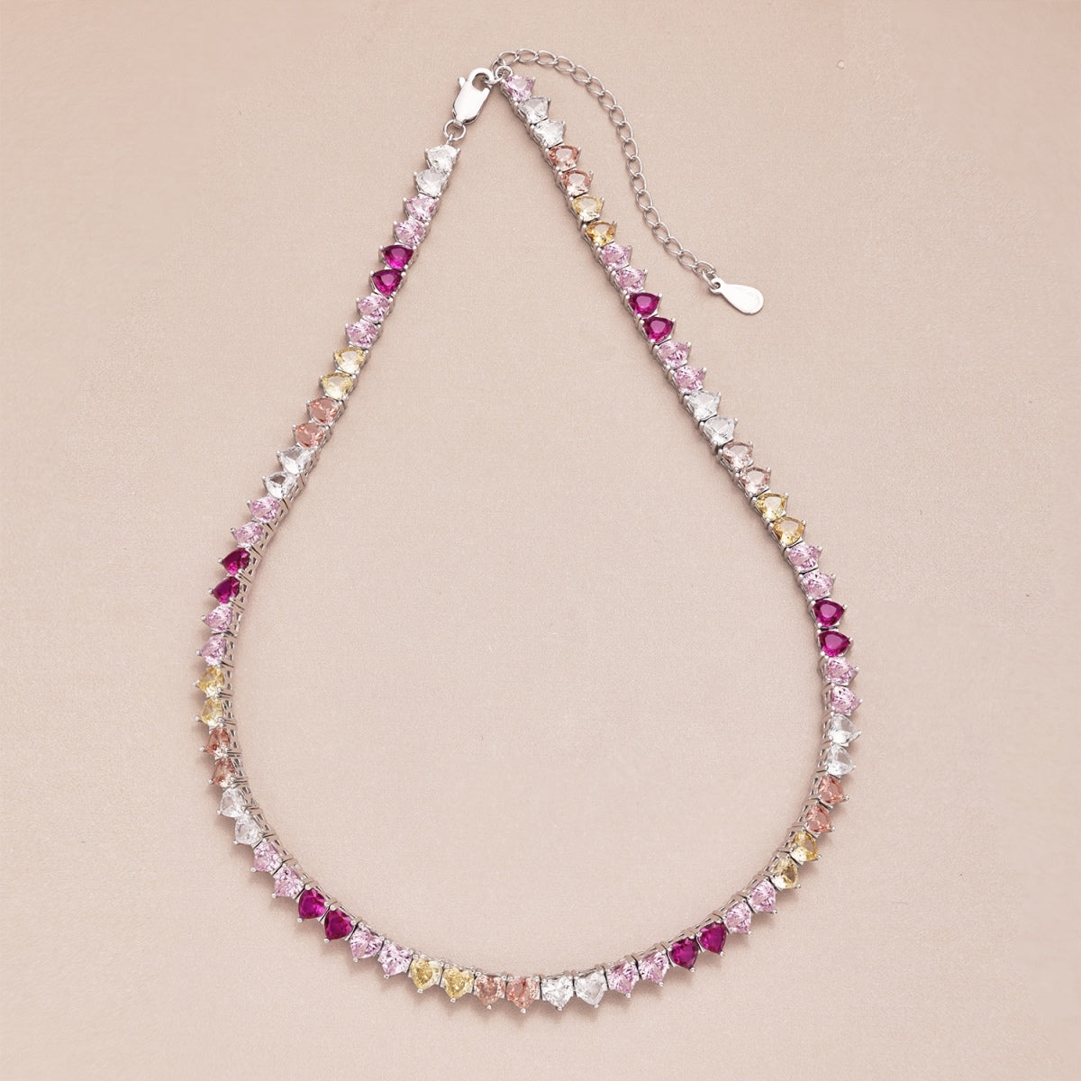[Olivia JW]Sparkling Colorful Full Heart Tennis Necklace