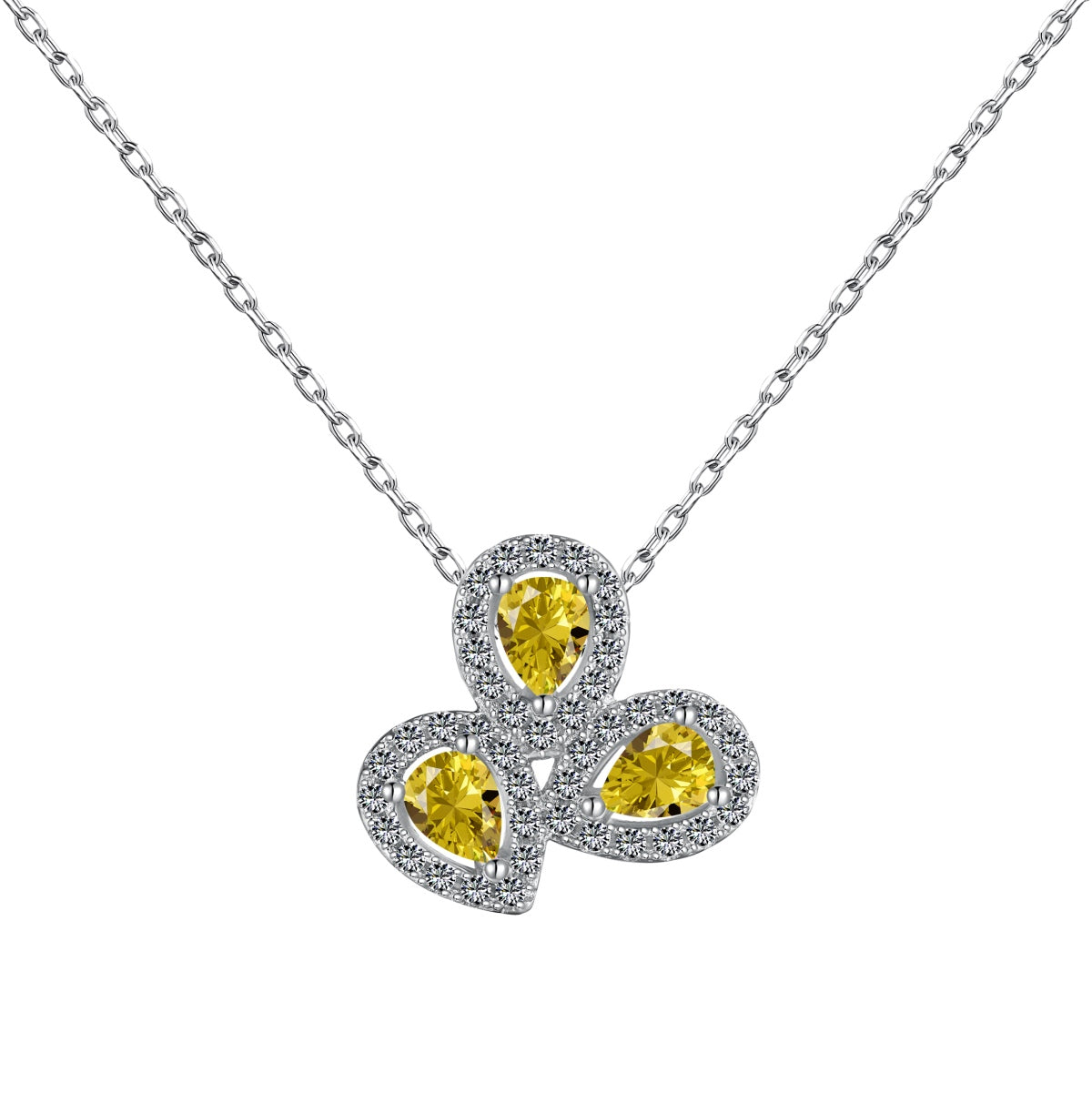 [Everoly JW]Elegante Halskette in Blumenform mit Birnenschliff