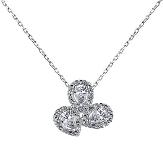 [Everoly JW]Elegante Halskette in Blumenform mit Birnenschliff