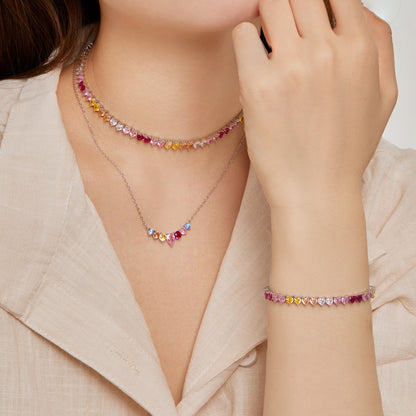 [Olivia JW]Luxurious Colorful Romantic Heart Shape Lover Bracelet