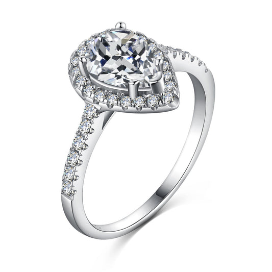 [Everoly JW]1.0カラットの豪華な輝くウォータードロップシェイプの結婚指輪