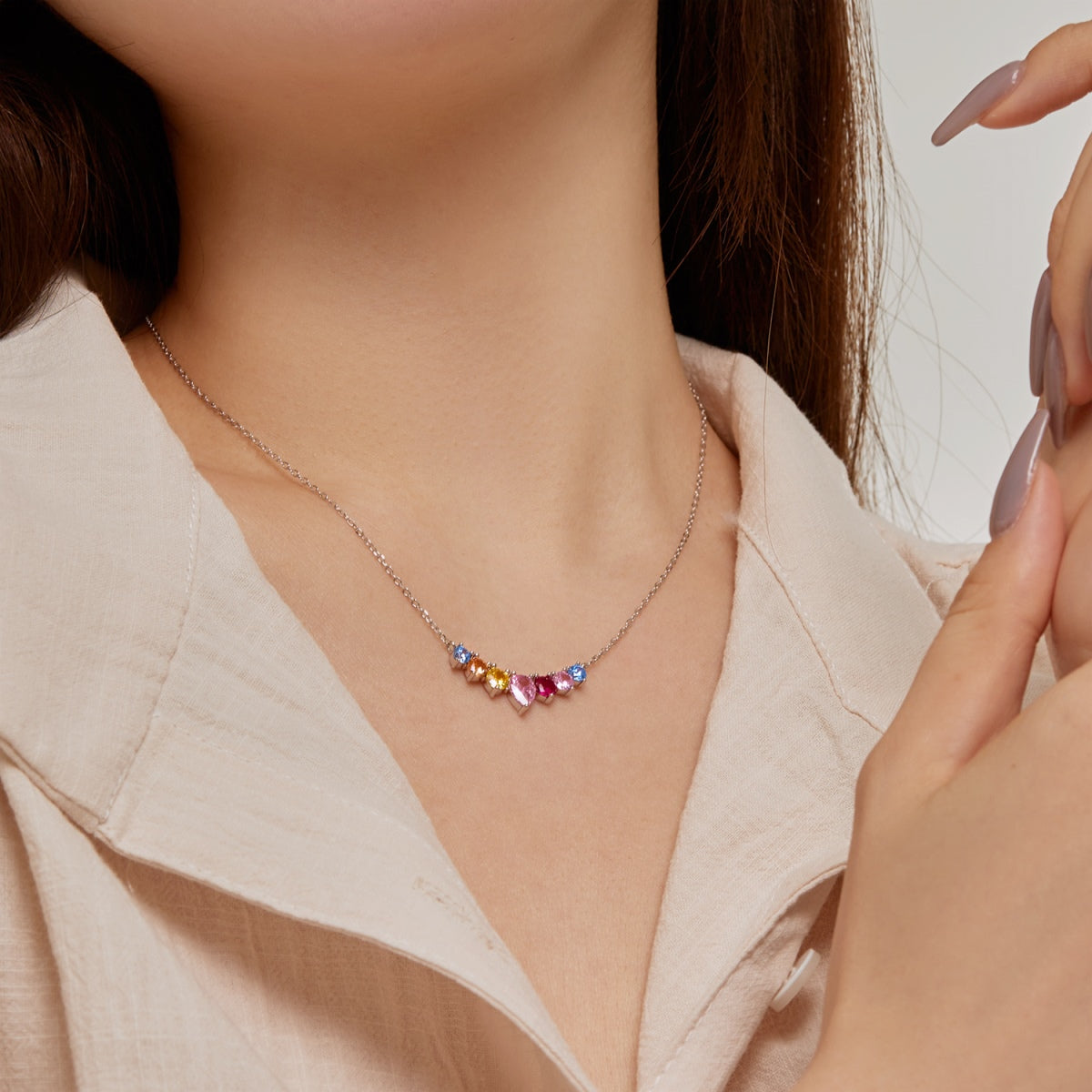 [Olivia JW]Dainty Colorful Heart Necklace