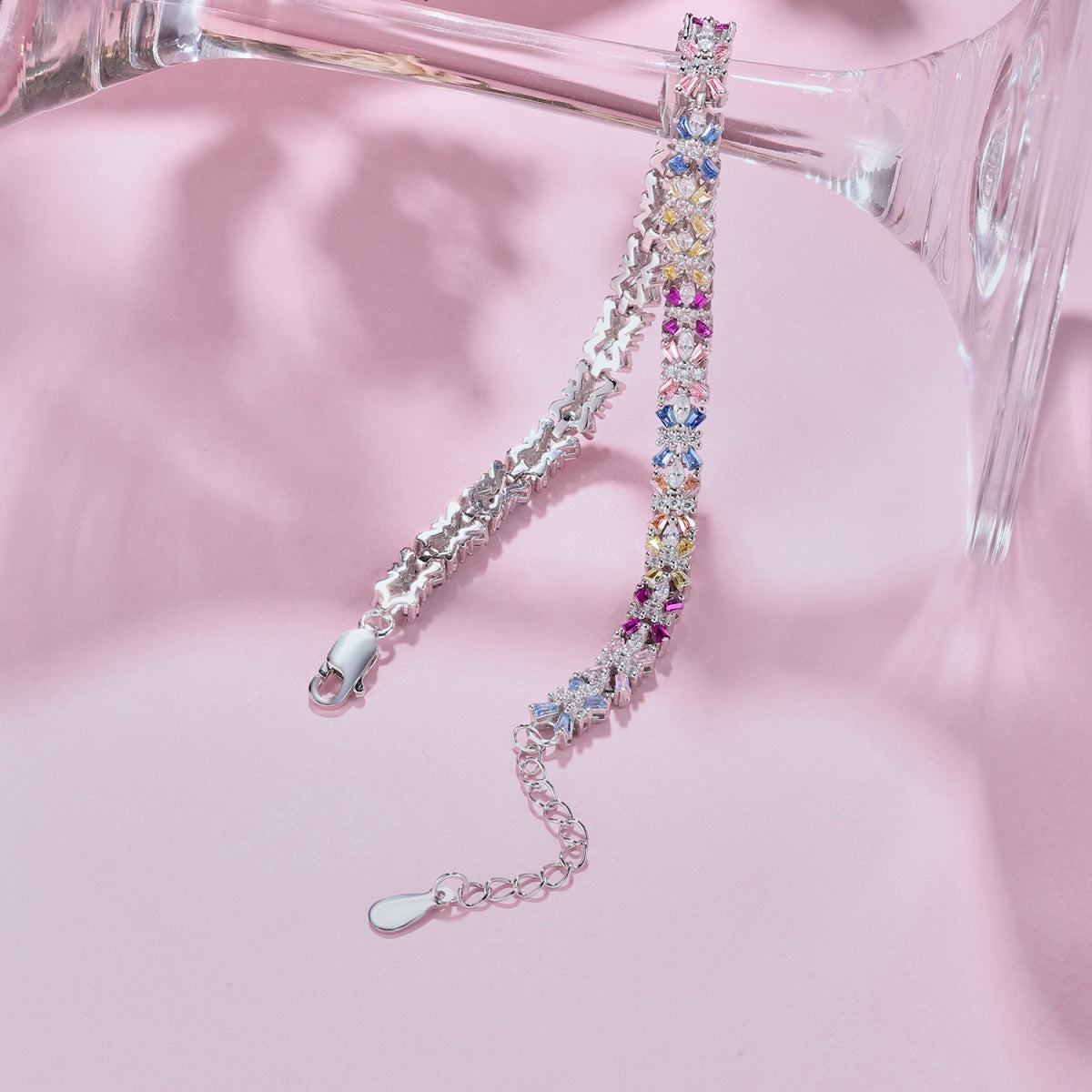 [Everoly JW] Strahlend buntes Party-Armband im Smaragdschliff