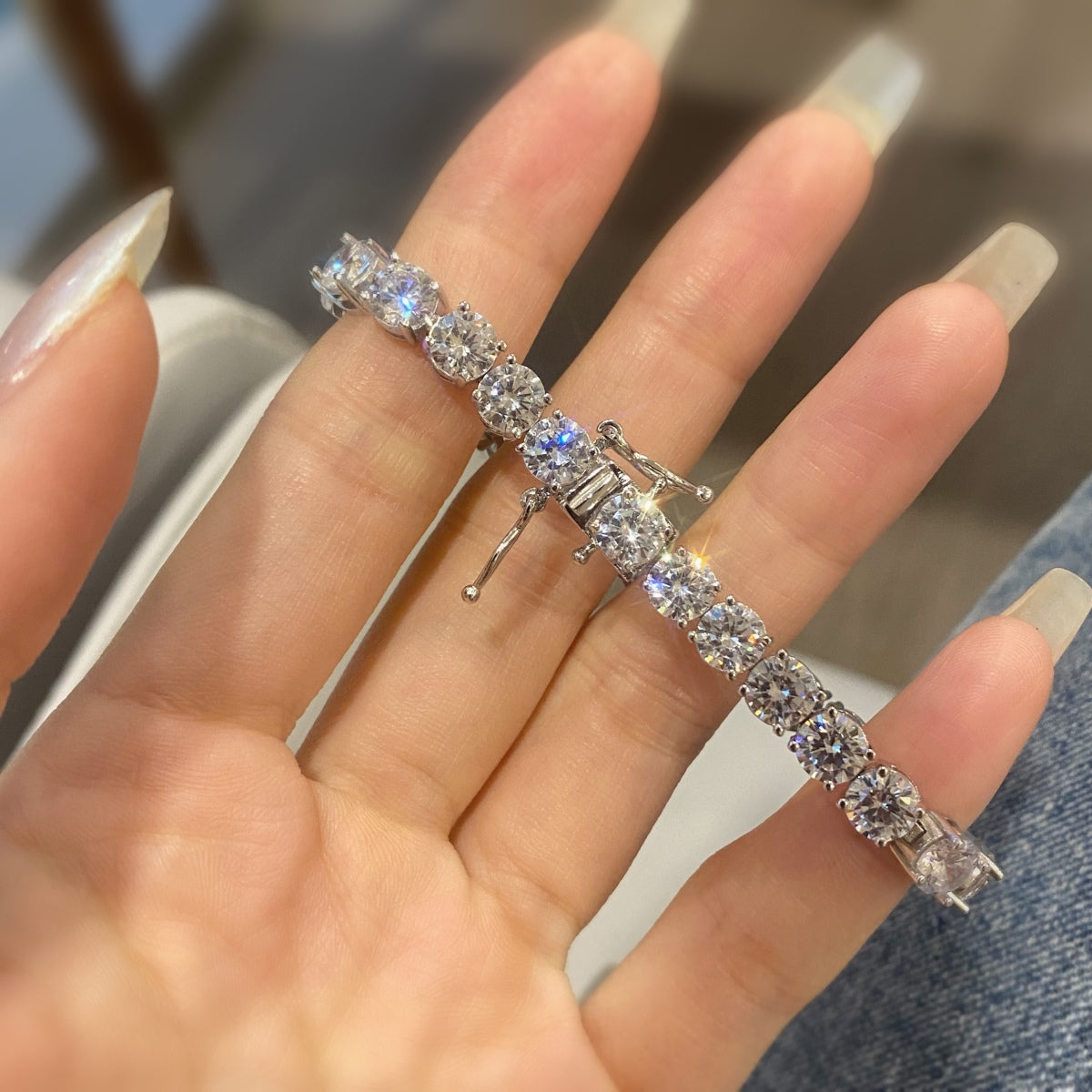 [Everoly JW]0,75 Karat schillerndes Hochzeitsarmband im Rundschliff